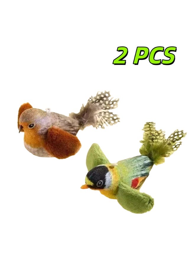 2-Pack Chirping Bird Cat Toys with Catnip – Battery-Free Sound, Feather Teaser, Elastic Pull Ring & Bungee Door Strap, Interactive & Self-Play for Indoor Cats - Image 1