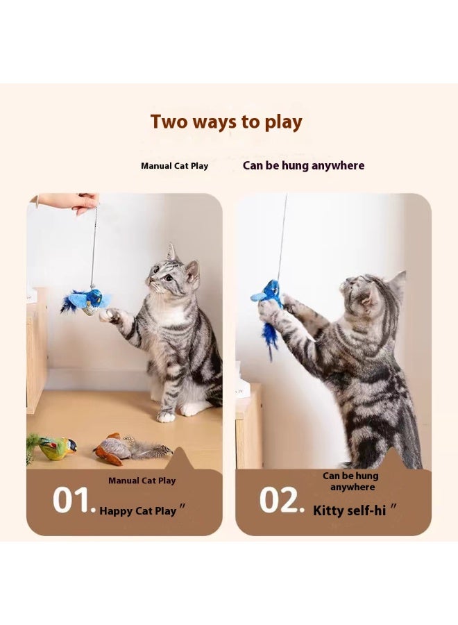 2-Pack Chirping Bird Cat Toys with Catnip – Battery-Free Sound, Feather Teaser, Elastic Pull Ring & Bungee Door Strap, Interactive & Self-Play for Indoor Cats - Image 4