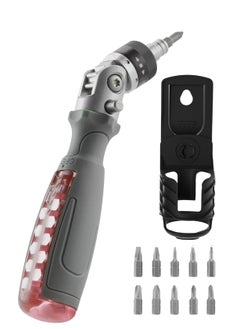 KASTWAVE 10-in-1 Pink Ratcheting Screwdriver, Multi-bit Screwdriver Set Tool All in One, with Flexible Rotatable Batch Head, Support Bracket, and 10 Multi-Bit Flat(Slotted), Philips, U-shaped, Tri-point bit  - Image 1