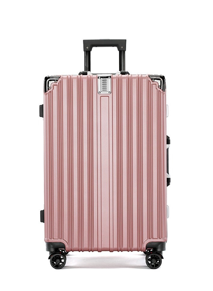 24" Travel Luggage Carry On Luggage with 360° Spinner Wheels, Aluminum Framed Carry On Suitcase with USB Charging Port Fashion Trolley Luggage (Pink)  - Image 1