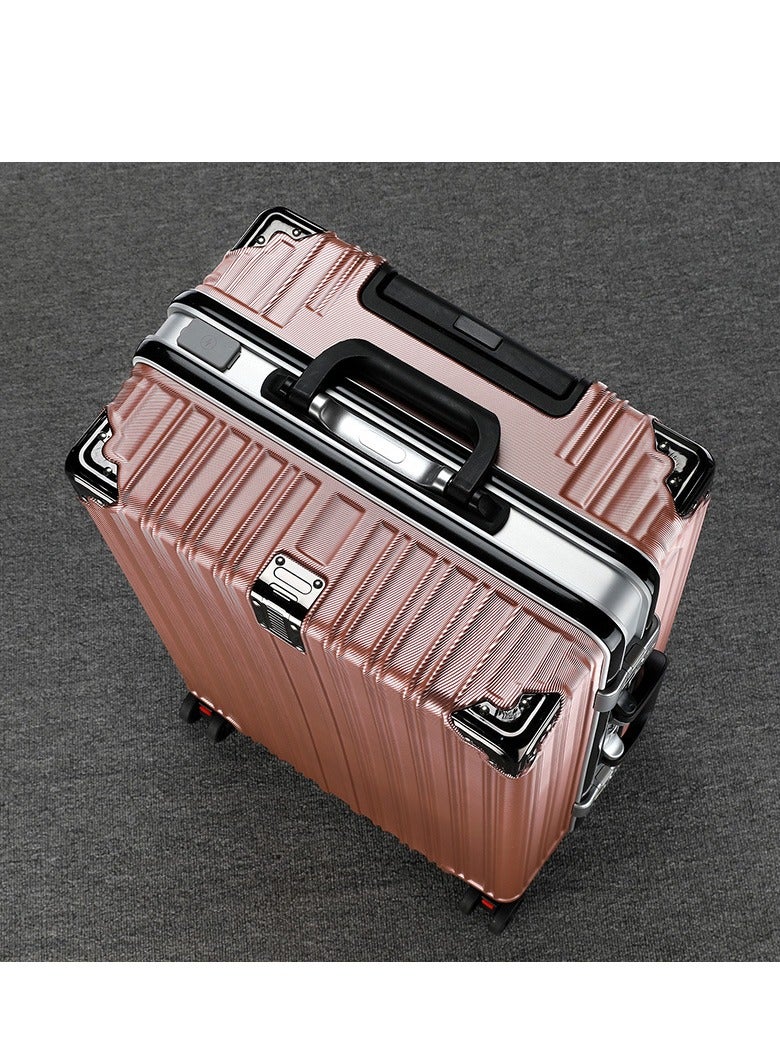24" Travel Luggage Carry On Luggage with 360° Spinner Wheels, Aluminum Framed Carry On Suitcase with USB Charging Port Fashion Trolley Luggage (Pink)  - Image 2