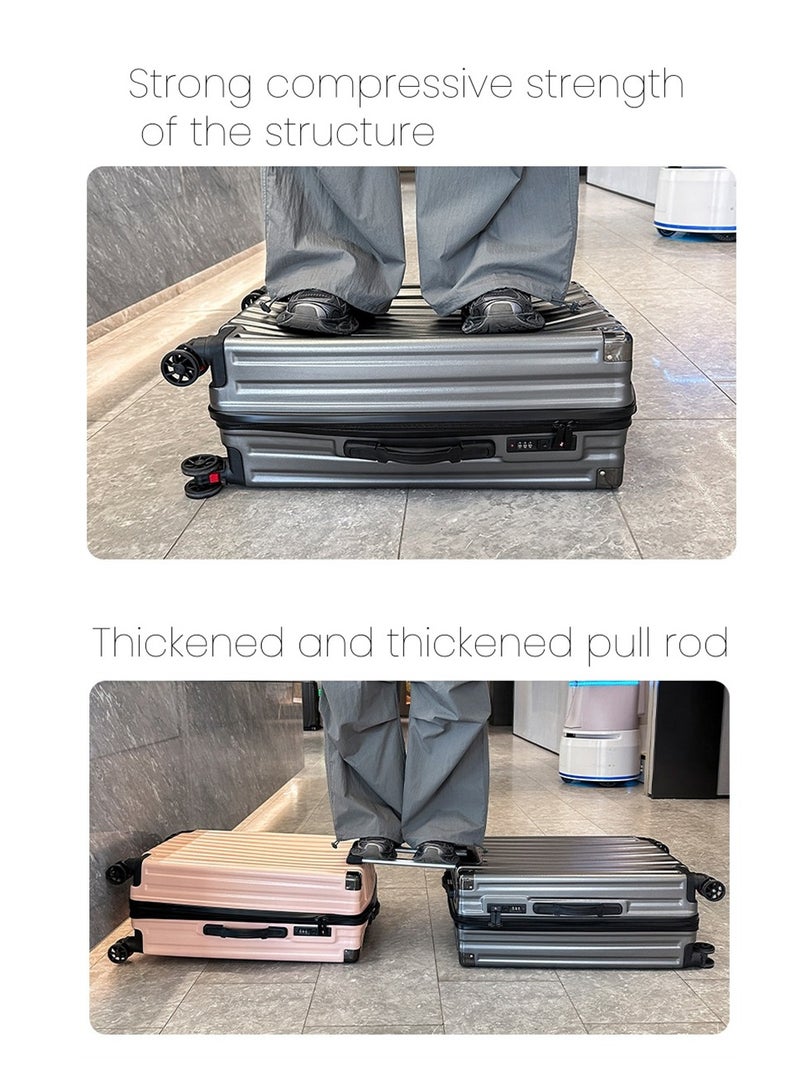 24" Travel Luggage Carry On Luggage with 360° Spinner Wheels, Aluminum Framed Carry On Suitcase with USB Charging Port Fashion Trolley Luggage (Pink)  - Image 4