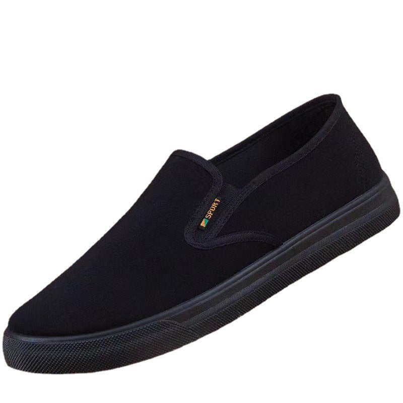 Old Beijing Cloth Shoes Men'S Casual Slip-On Low-Cut Lightweight Breathable Pure Black Work Shoes Canvas Shoes - Image 1