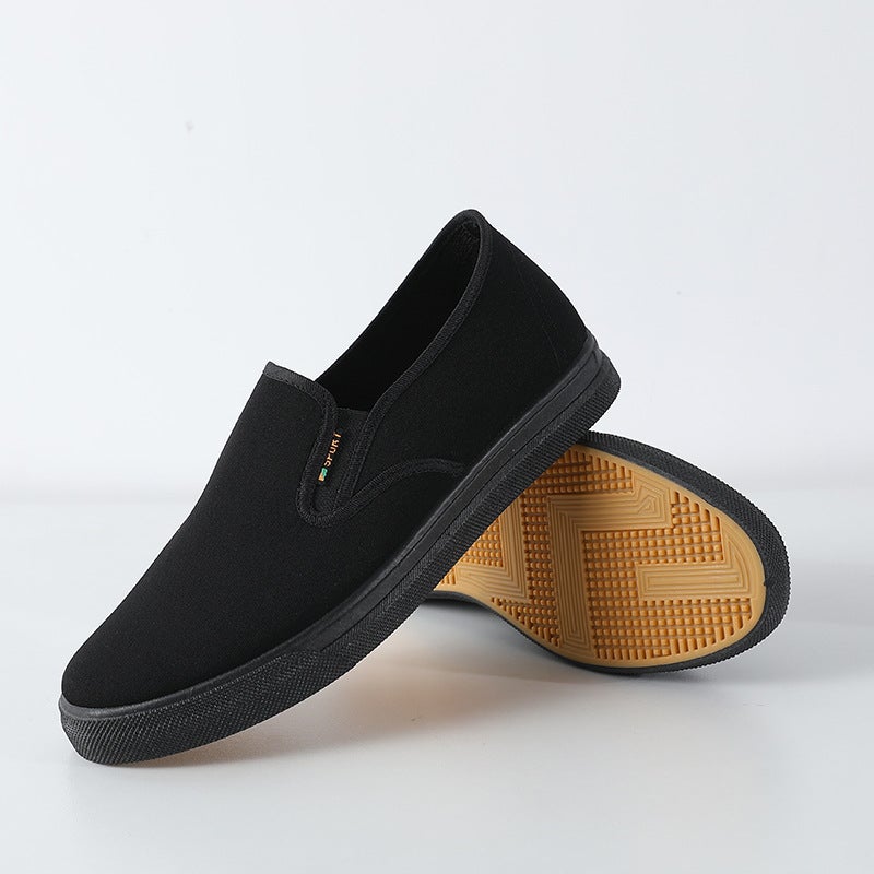 Old Beijing Cloth Shoes Men'S Casual Slip-On Low-Cut Lightweight Breathable Pure Black Work Shoes Canvas Shoes - Image 2