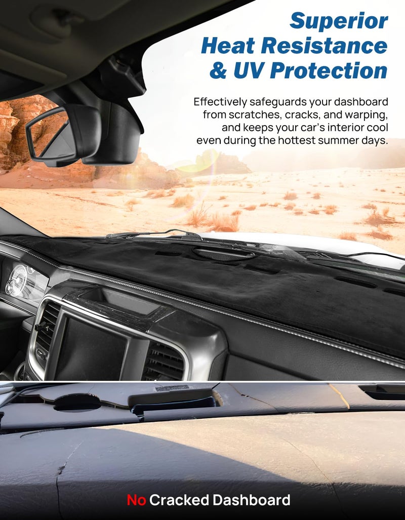 JOYTUTUS Dash Cover Dashboard Cover Mat Compatible with 2010-2018 Ram 1500 2500 3500 & 2019-2024 Ram 1500 Classic Model, Car Interior Dash Covers, Dash Board Cover Dashmat for Car Trucks - Image 4