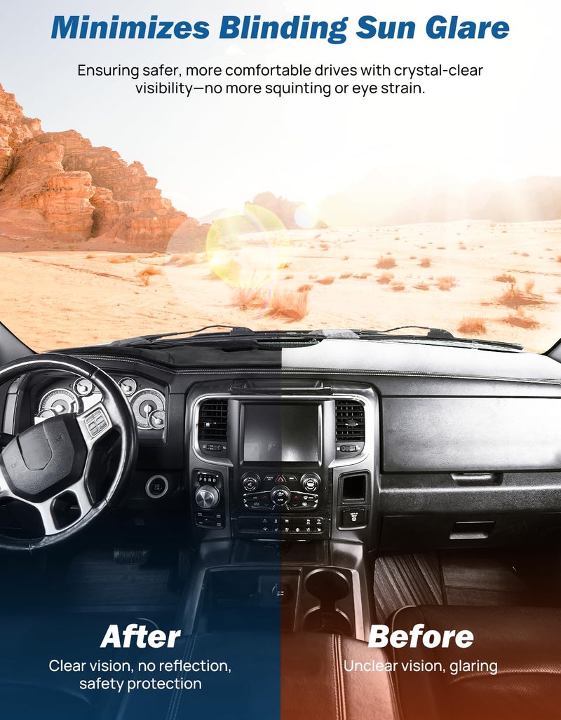 JOYTUTUS Dash Cover Dashboard Cover Mat Compatible with 2010-2018 Ram 1500 2500 3500 & 2019-2024 Ram 1500 Classic Model, Car Interior Dash Covers, Dash Board Cover Dashmat for Car Trucks - Image 5