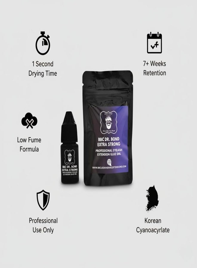 بي بي اس غراء تمديد الرموش من بي بي سي دكتور بوند - سريع الجفاف (ثانية واحدة)، ثبات فائق، مقاوم للماء، لاصق رموش منخفض الأبخرة لفناني الرموش المحترفين - 5 مل أسود - Image 3