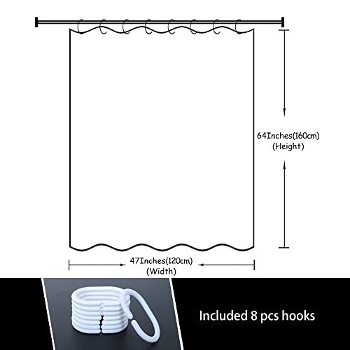Careyoungs RV Shower Curtains Forest Mountain Happy Camper, Cloth Fabric RV Bathroom Decor Curtain Sets with Hooks 47WX64H Inches (Grey Black) - Image 3