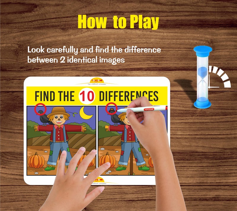 Toy Zone Toyzone Spot The Differences | Find The Difference Game | Brain Early Learner Educational Game | Great for Home, Road Trip, Travel, Camping - Best Gift for Kids Ages 3+ - Image 3