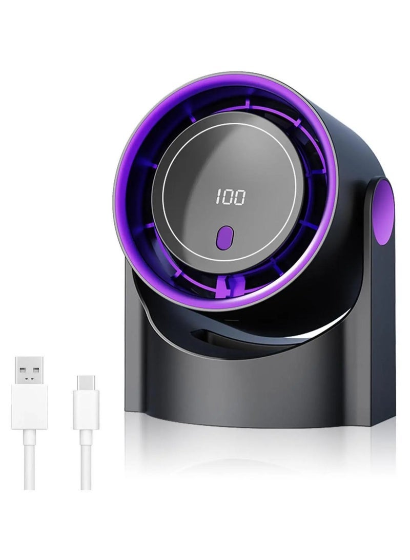 Aroos Desk Fan, Rechargeable Portable Fan With 360 ° Rotate Head, LED Digital Power display&5-Speed Wind Adjustment Function, Ultra Quiet Small Fan For Home, Kitchen,Travel, Camping, Bedroom, Office(Clip)  - Image 1