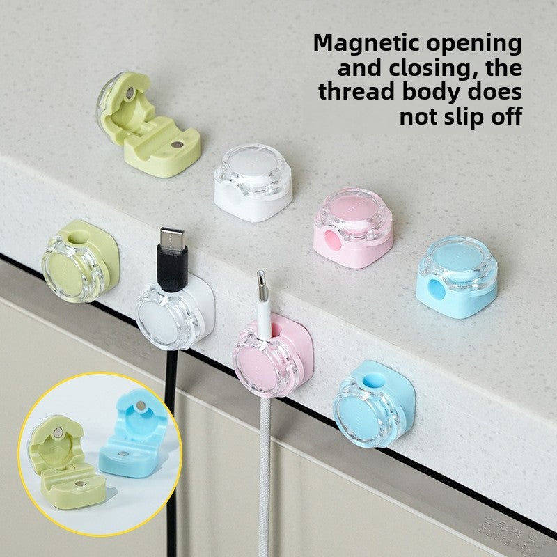 Magnetic suction data cable storage office desktop mouse cable simple winding wire fixing wire non-marking self-magnetic adhesive wire organizer(3 bags [random color can be specified]]) - Image 3