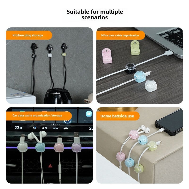 Magnetic suction data cable storage office desktop mouse cable simple winding wire fixing wire non-marking self-magnetic adhesive wire organizer(3 bags [random color can be specified]]) - Image 5