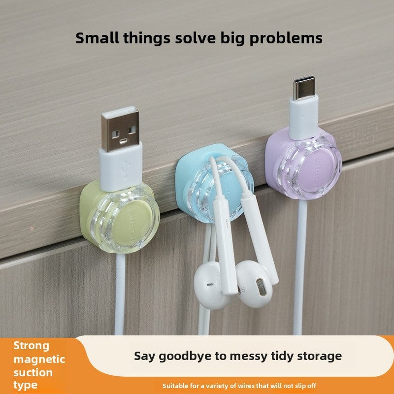 Magnetic suction data cable storage office desktop mouse cable simple winding wire fixing wire non-marking self-magnetic adhesive wire organizer(3 bags [random color can be specified]]) - Image 2