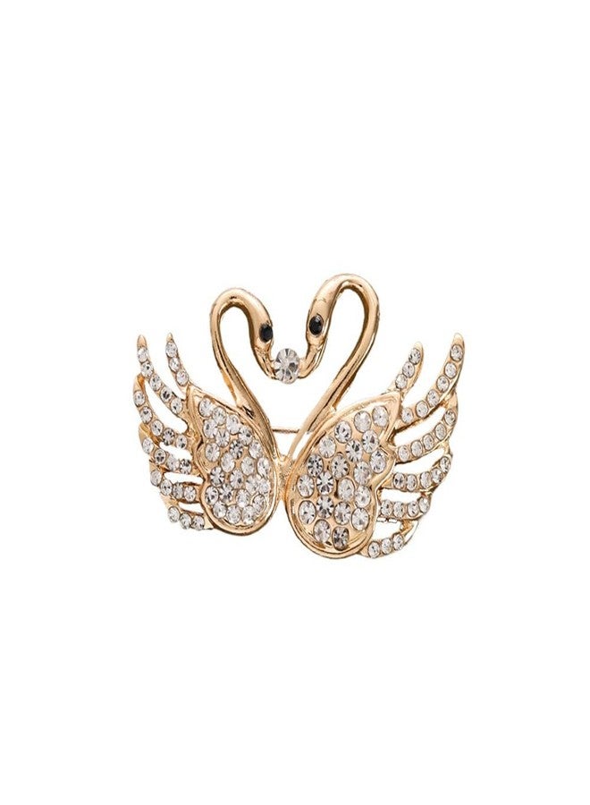 Shejuety Fashion Animal brooch, Zircon Double Swan brooch, sweater jacket, cardigan pin accessories designed specifically for fashionable women, suitable for holiday jewelry gifts (golden) - Image 1