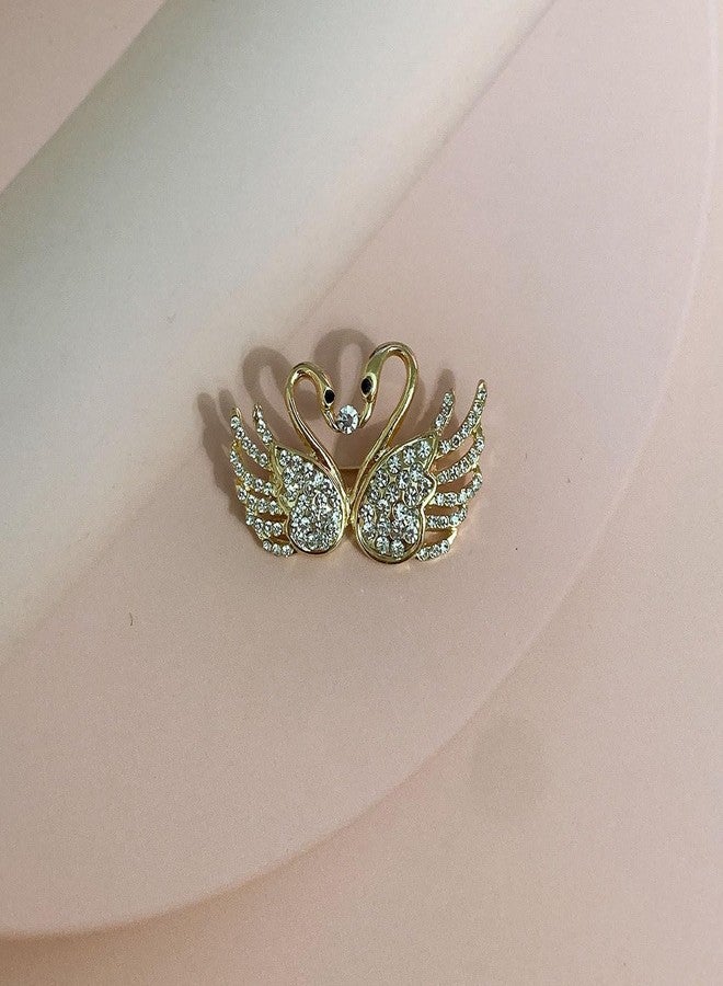 Shejuety Fashion Animal brooch, Zircon Double Swan brooch, sweater jacket, cardigan pin accessories designed specifically for fashionable women, suitable for holiday jewelry gifts (golden) - Image 4