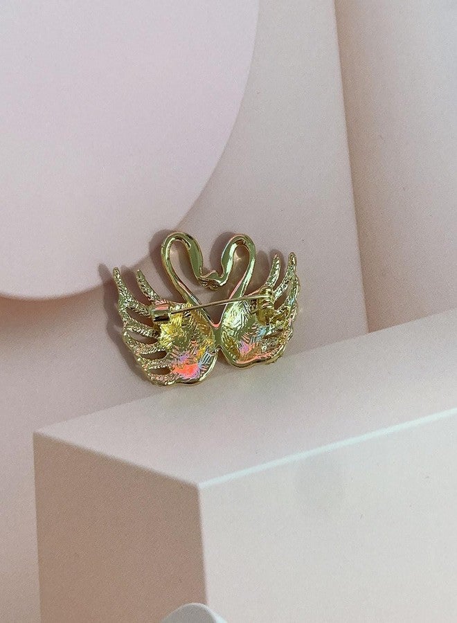 Shejuety Fashion Animal brooch, Zircon Double Swan brooch, sweater jacket, cardigan pin accessories designed specifically for fashionable women, suitable for holiday jewelry gifts (golden) - Image 5