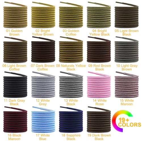 DELELE 2 Pair Round Boot Laces Outdoor Hiking Walking Shoelaces Light Brown Black Striped Shoe Lace Work Shoe Strings 59 inch - Image 4