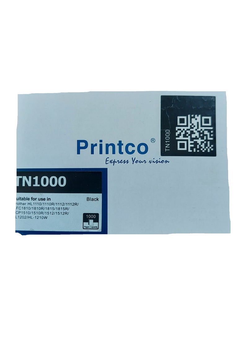 Printco - Black Toner TN1000/1030/1050/1060 Compatible with BRTOHER HL1110 - Image 1