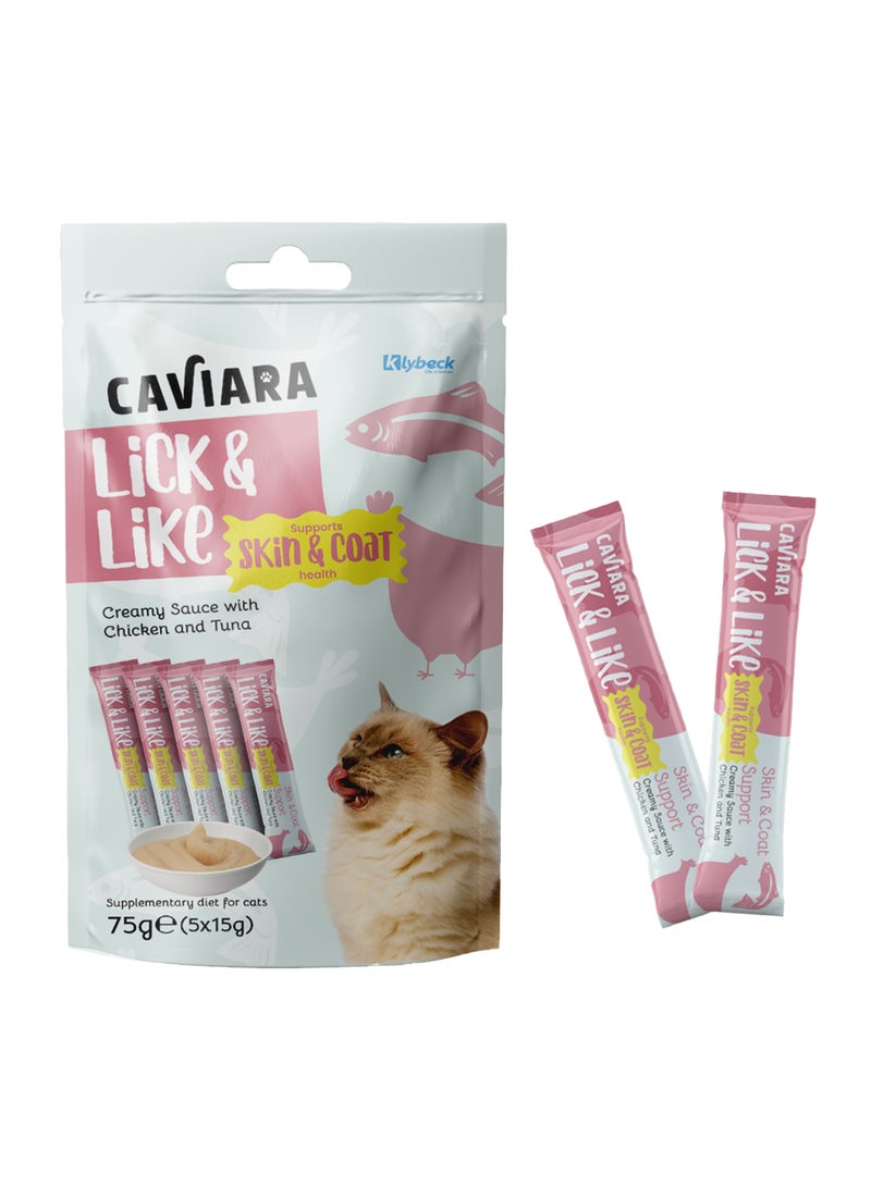 Caviara Lick&Like creamy sauce for Cats - Skin & Coat 5x15g