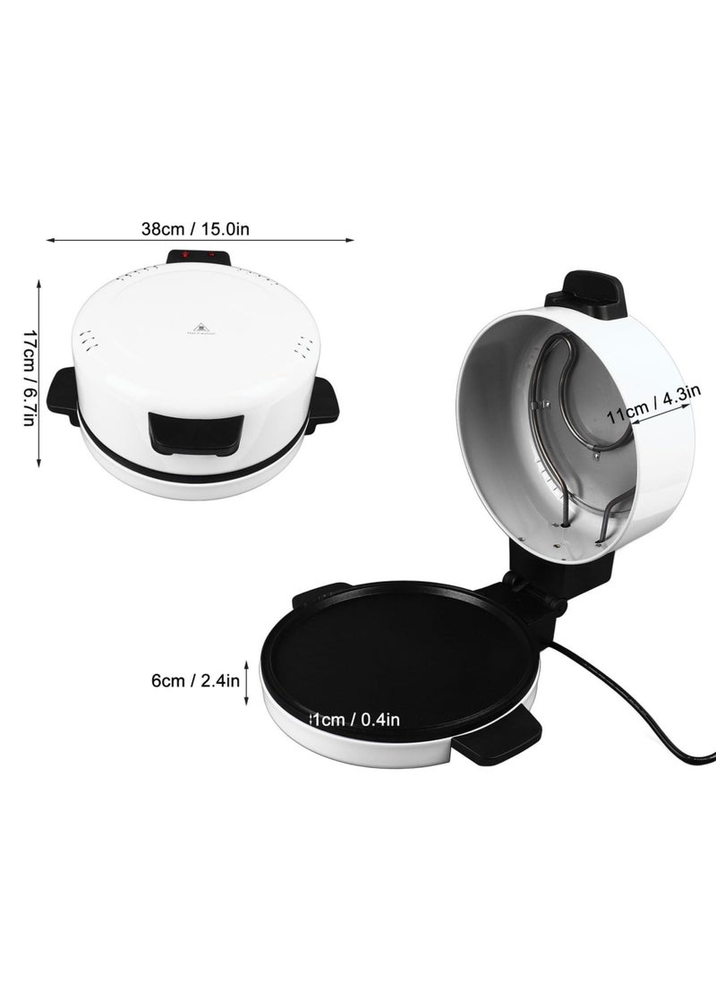 TELANPU Electric Arabic Bread Roti Tortilla and Pizza Maker, Non-Stick Baking Plate for Pizzas, Pancakes, Quesadillas, Omelets, Fast Heating with Indicator Light (White)  - Image 4