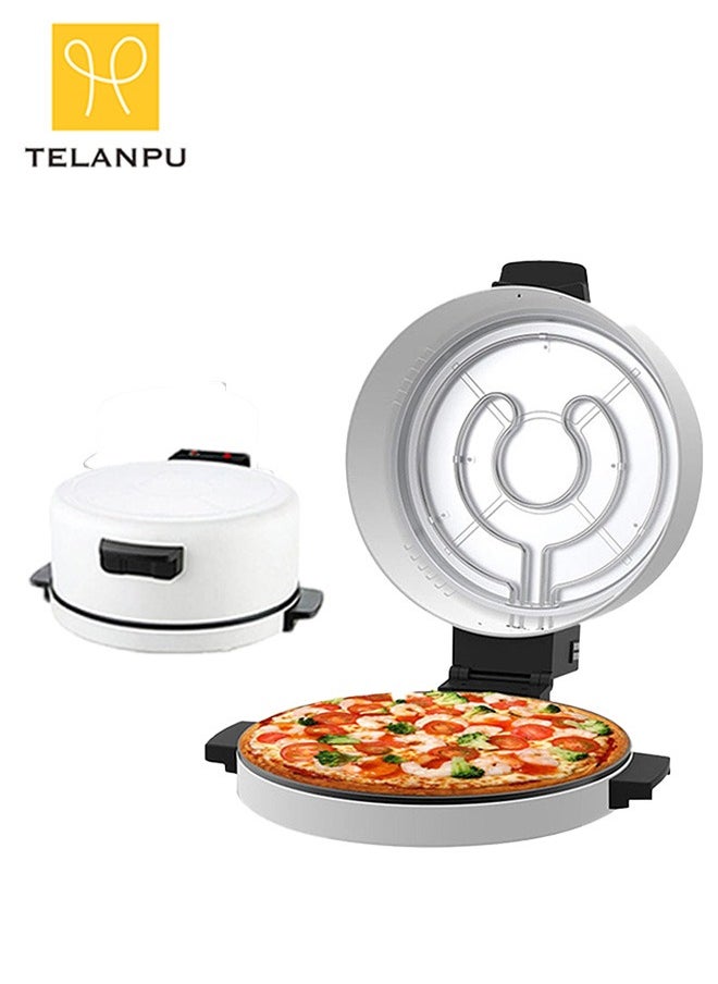 TELANPU Electric Arabic Bread Roti Tortilla and Pizza Maker, Non-Stick Baking Plate for Pizzas, Pancakes, Quesadillas, Omelets, Fast Heating with Indicator Light (White)  - Image 1