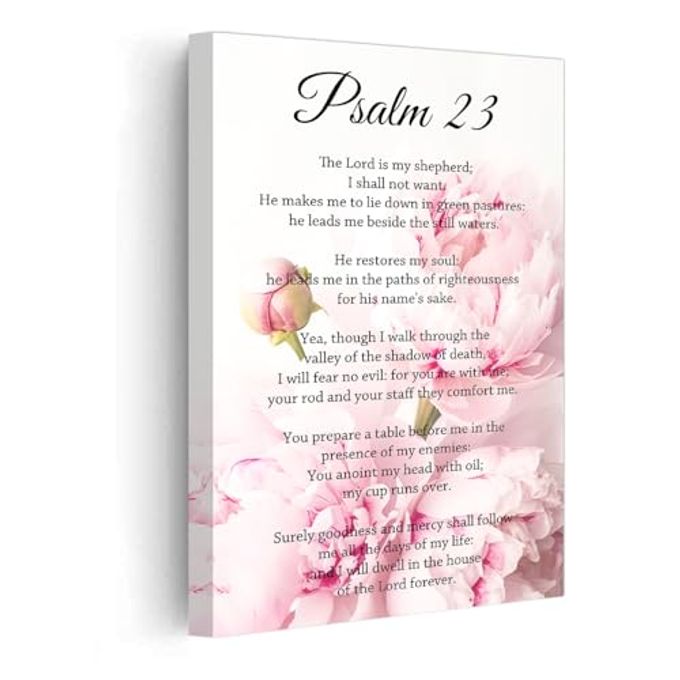 PBXBJY Christian Wall Art Psalm 23 Canvas Prints Bible Verses Poster Picture Scripture Painting Religious Artwork For Church Prayer Wall Decor Framed (Pink, (12.00" X 18.00")) - Image 4