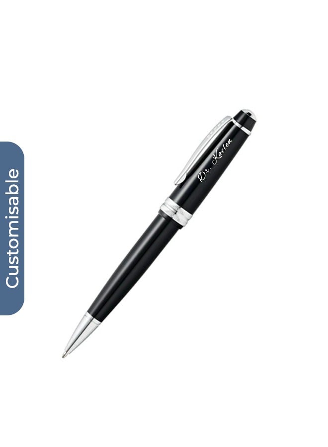 Cross Personalised Cross Bailey Light™ Polished Black Resin with Polished Chrome Appointments Ballpoint Pen - Image 1