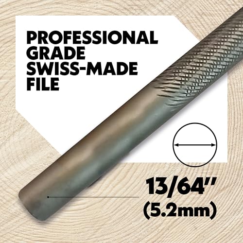 Oregon 13/64" (5.2mm) Professional Round Chainsaw Chain Sharpening Files for 3/8", .404" Stihl Chains, 12 Pack (70505) Black - Image 2