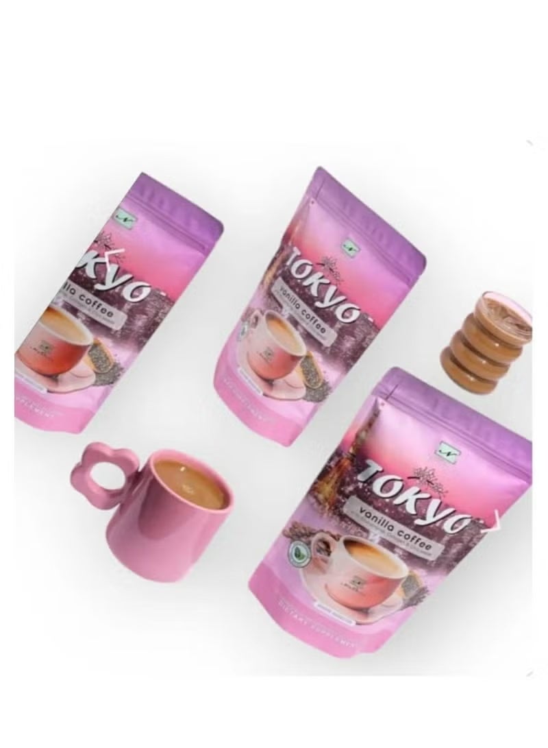 Tokyo vanilla coffee with glutathione, collagen and chia seeds 3*1, three pieces - Image 2