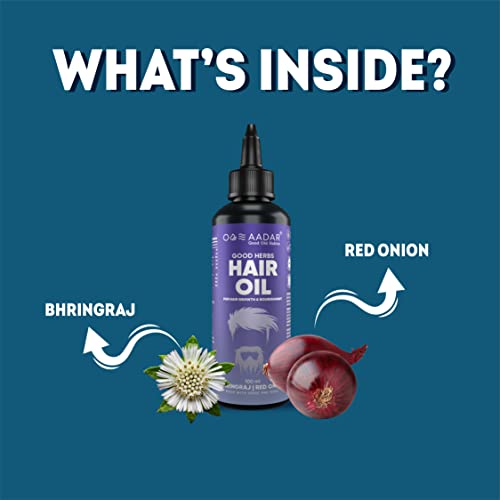 AADAR Good Herbs Hair Oil | Ayurvedic Damage Control Hair Oil | Supports Healthy Hair | Made of Red Onion, Bhringraj, Hibiscus, and Virgin Coconut| 100ml (Pack of 1) - Image 3