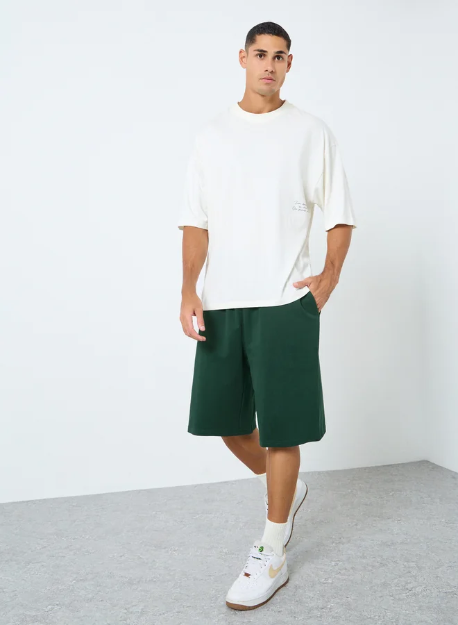 Styli Styli Solid Oversized Shorts with Drawstring
