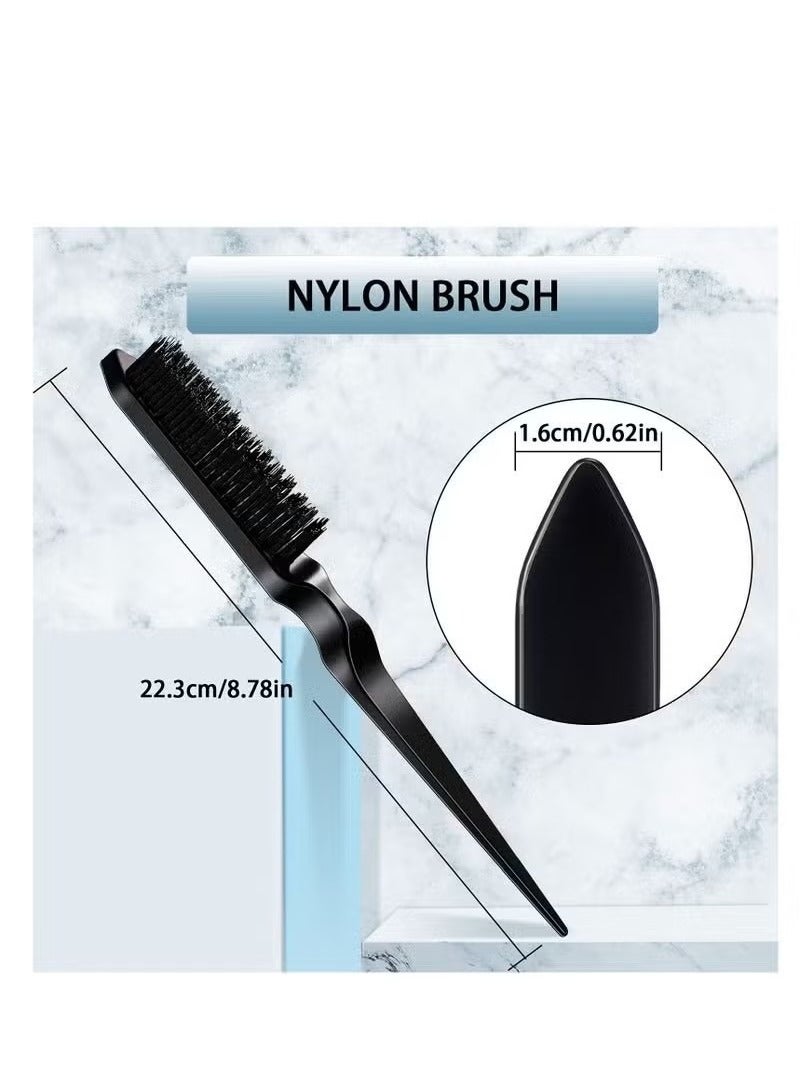 اترجسز 3 قطعة الانزلاق مرة أخرى مجموعة فرشاة الشعر فرشاة حافة السيطرة إغاظة مشط مشط ذيل الفأر ، مناسبة للسيدات والأطفال الشعر ( أسود ) - Image 2