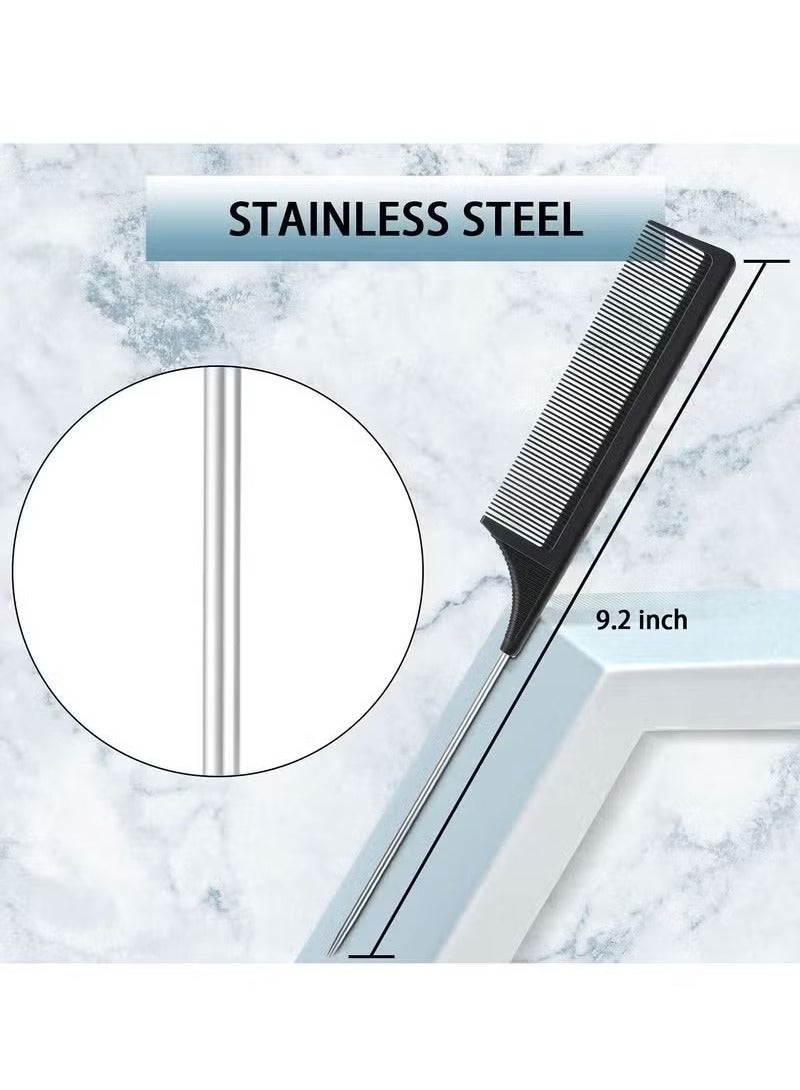 اترجسز 3 قطعة الانزلاق مرة أخرى مجموعة فرشاة الشعر فرشاة حافة السيطرة إغاظة مشط مشط ذيل الفأر ، مناسبة للسيدات والأطفال الشعر ( أسود ) - Image 3