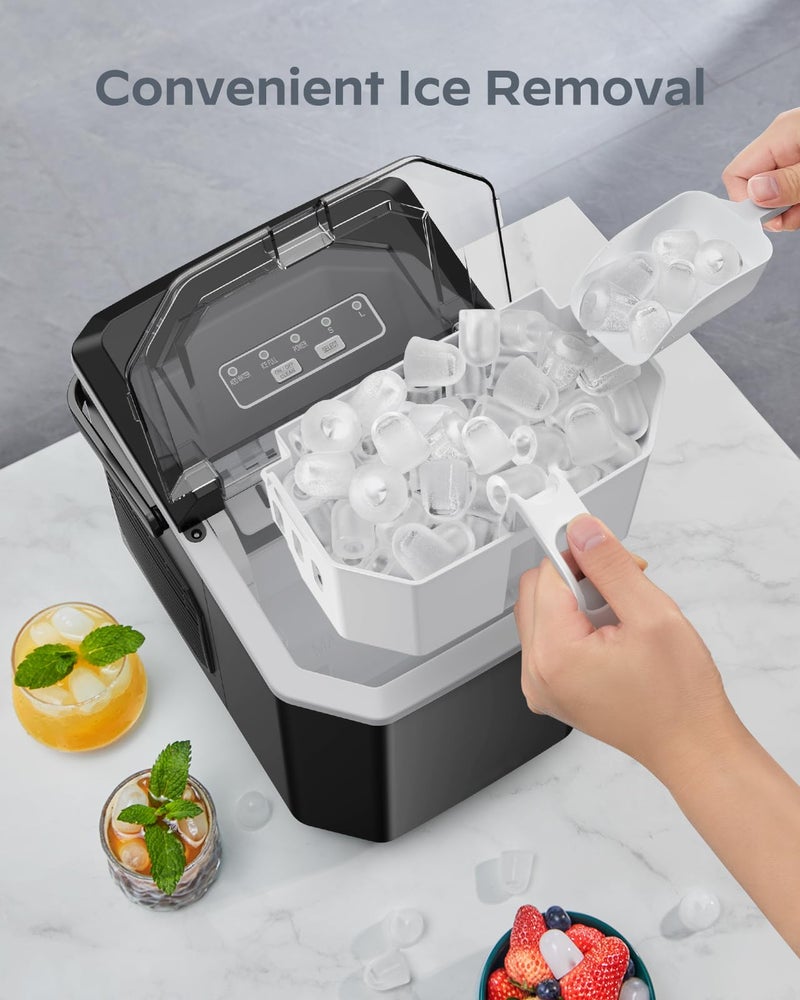 Silonn Ice Maker Countertop, Portable Ice Machine with Carry Handle, Self-Cleaning Ice Makers with Basket and Scoop, 9 Cubes in 6 Mins, 26 lbs per Day, Ideal for Home, Kitchen, Camping, RV - Image 3