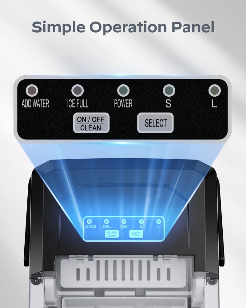 Silonn Ice Maker Countertop, Portable Ice Machine with Carry Handle, Self-Cleaning Ice Makers with Basket and Scoop, 9 Cubes in 6 Mins, 26 lbs per Day, Ideal for Home, Kitchen, Camping, RV - Image 4