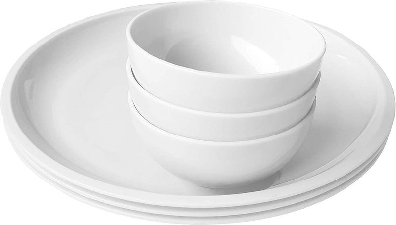 Everbuy® 12 Pcs Microwave Safe Dinner Set for Office Or Home -White Color (6 Plates + 6 Bowls) - Image 3