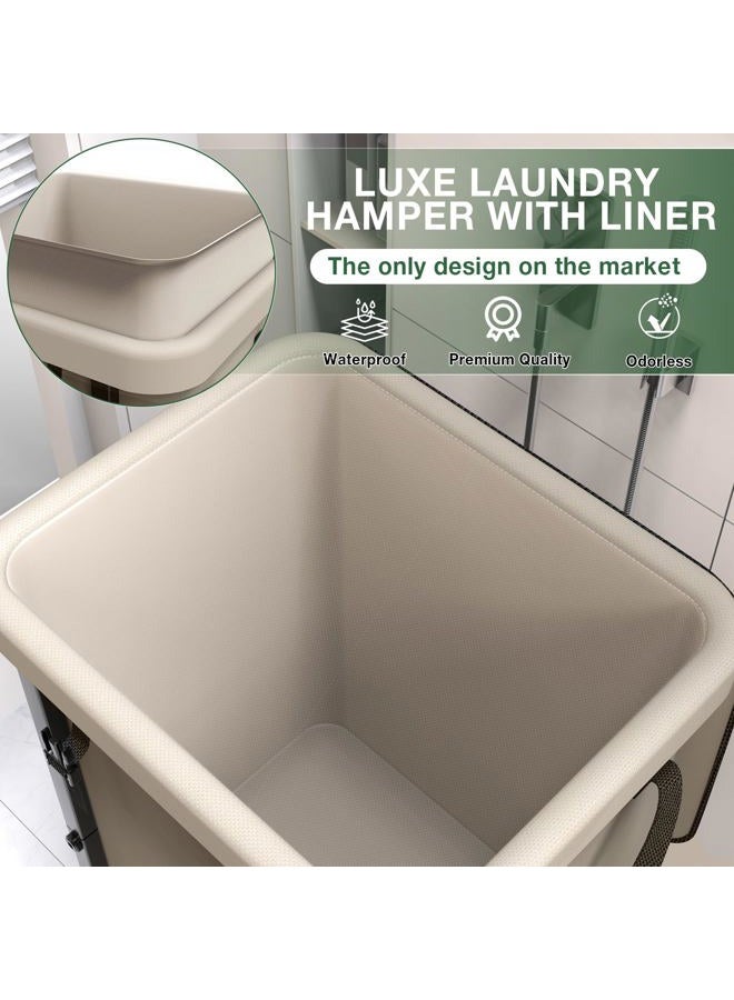 kunlabori 40 Gal(150L) High Grade Large Laundry Basket with Wheels, Rolling Laundry Hamper, Laundry Cart with Metal Frame and Removable Bag Design, Suitable for Laundry Room, Bedroom, Dorm Room (White, 150L) - Image 3