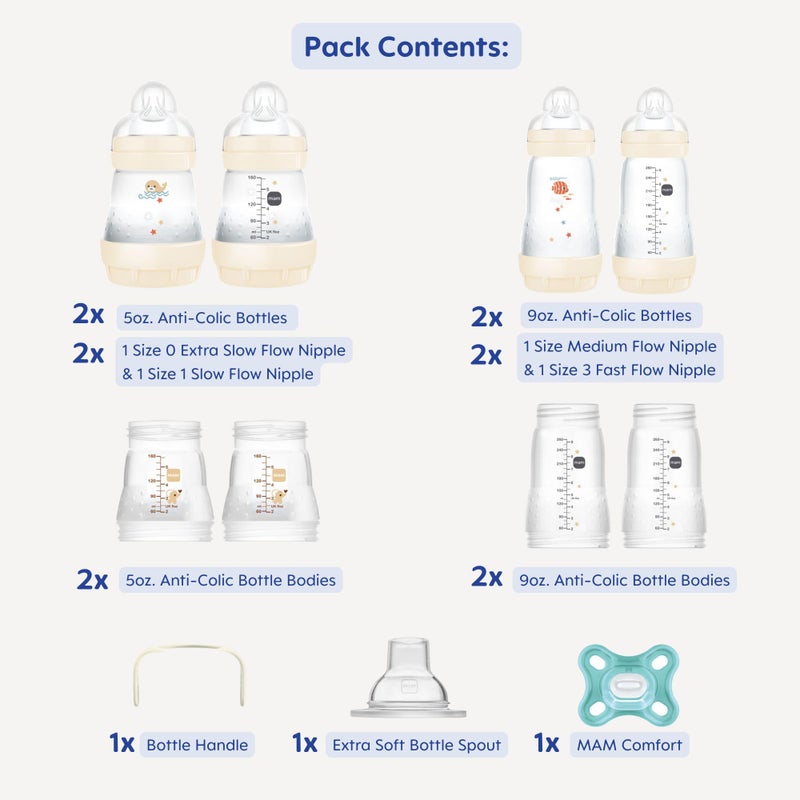 MAM Grow with Baby 15-Piece Gift Set, Newborn 0-4 Months, Anti-Colic Bottles and Silicone Nipples SkinSoft, Newborn Essentials Must Haves, Unisex - Image 2