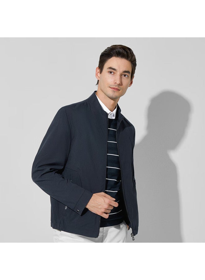 Firs Men's Jacket, Spring And Autumn, Simple Business Casual Commute Style, Solid Color Short Stand-collar Cutaway Zipper Jacket For Me - Image 1