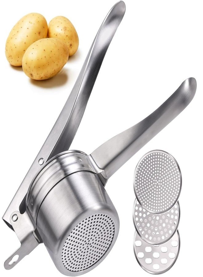 ZORGONS Potato Ricer 15oz Stainless Steel by Zorgons - Sturdy Masher for Creamy Mashed Potatoes, Sweet Potato Smasher with Comfort Grip Handle - Essential Kitchen Gadget for Pressing and Mashing - Image 1