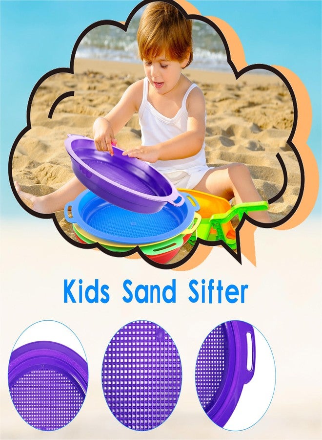 Feradny 10 Pack Kids Sand Sifter Sieves Beach Sand Toys 9.75 x 8.75 Inch Plastic Sand Pan Strainer for Boys Girls Summer Gardening Beach Digging Finding Treasure, 5 Colors - Image 3