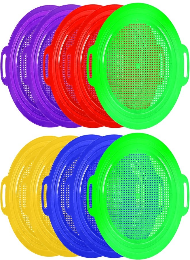 Feradny 10 Pack Kids Sand Sifter Sieves Beach Sand Toys 9.75 x 8.75 Inch Plastic Sand Pan Strainer for Boys Girls Summer Gardening Beach Digging Finding Treasure, 5 Colors - Image 1