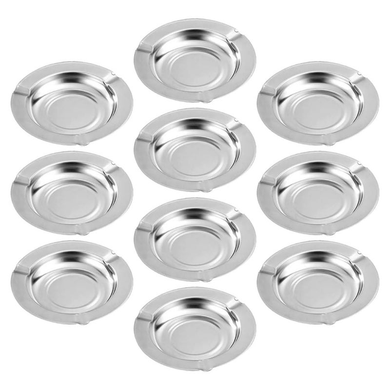 10 Pcs Stainless Steel Rotating Portable Ashtray Set For Indoor Outdoor Patio Table - Image 2