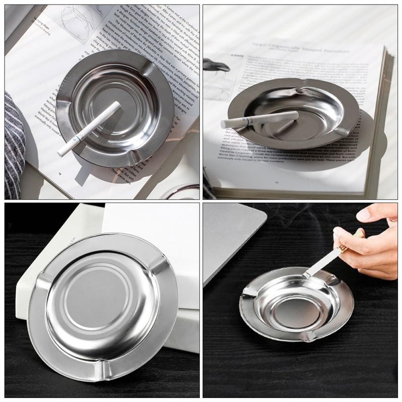 10 Pcs Stainless Steel Rotating Portable Ashtray Set For Indoor Outdoor Patio Table - Image 5