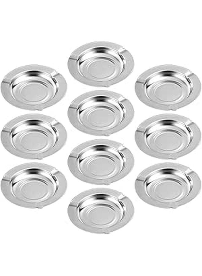 10 Pcs Stainless Steel Rotating Portable Ashtray Set For Indoor Outdoor Patio Table - Image 1