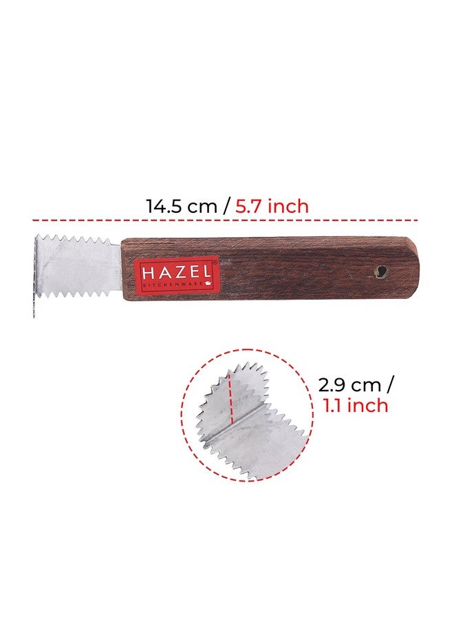 HAZEL Stainless Steel Coconut Grater | Chirava Coconut Scraper Manual Wooden Handle | Handheld Coconut Peeler Scrapper | Kitchen Accessories Items - Image 4
