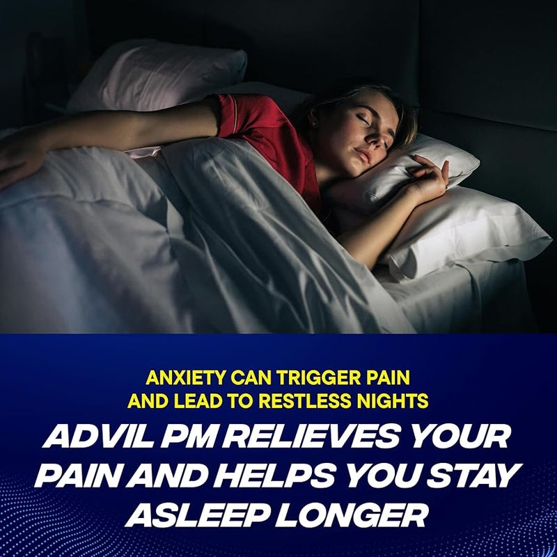 Advil PM Pain Reliever And Nighttime Sleep Aid, Pain Medicine With Ibuprofen For Pain Relief And Diphenhydramine Citrate For A Sleep Aid - 120 Coated Caplets - Image 5