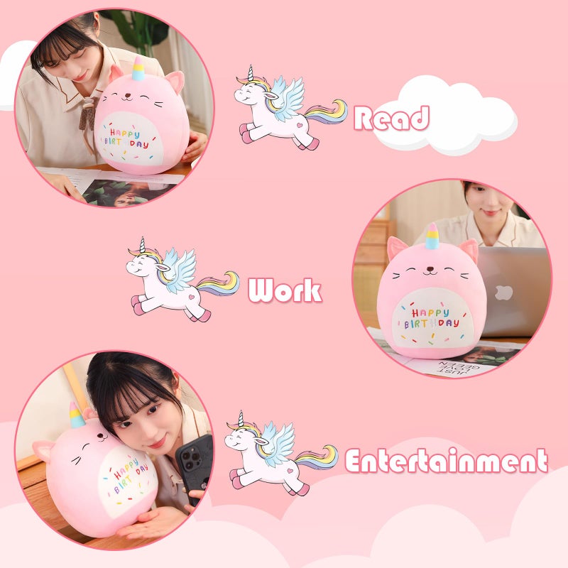 SQEQE Cat Plush Toy Unicorn Cat Stuffed Animal Cute Birthday Cat Plushies Pillow Soft Plushie Doll Gifts for Kid Decor(Pink Caticorn, 10 Inch) - Image 4