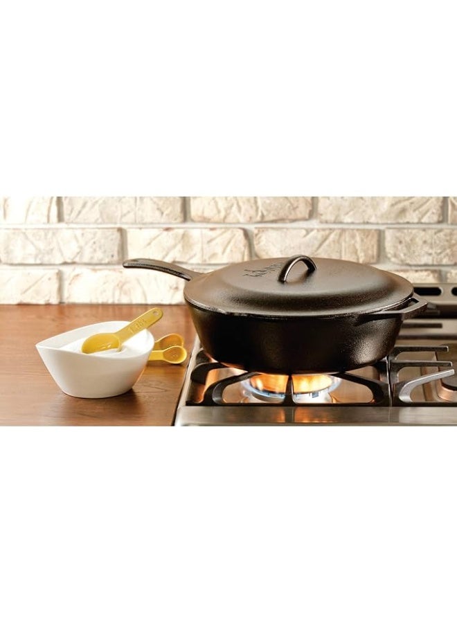 Lodge 5 Quart Cast Iron Covered Deep Skillet - Image 2