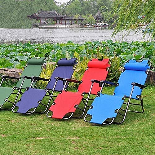Cpixen Relax Recliner Comfort Folding Chair with Headrest Portable Camping Flat Recliner Lawn Chairs Nap Chairs - Image 2